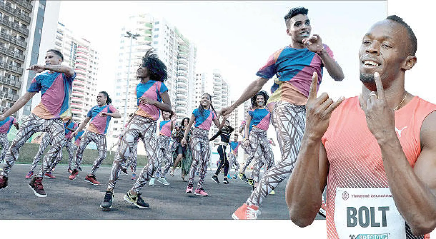 بولت أمل ألعاب القوى لتلميع صورتها (أ.ف.ب) - البرازيليون يرقصون داخل القرية الأولمبية احتفاء بتوافد الرياضيين (أ.ف.ب)