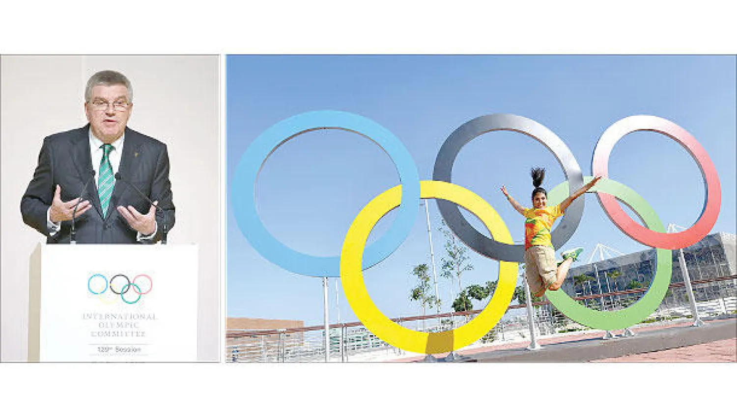 أعمال المتطوعين في القرية لألعاب ريو تقفز أمام شعار الأولمبياد - باخ يريد مشاركة جميع الدول (إ.ب.أ)