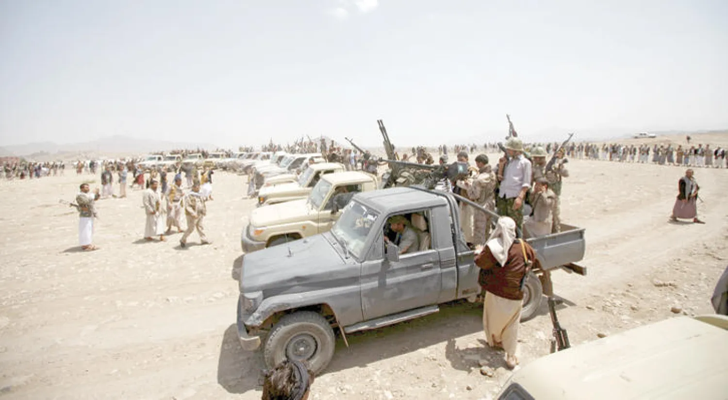 تجمع استعراضي للحوثيين بصنعاء في 16 يوليو الماضي (رويترز)