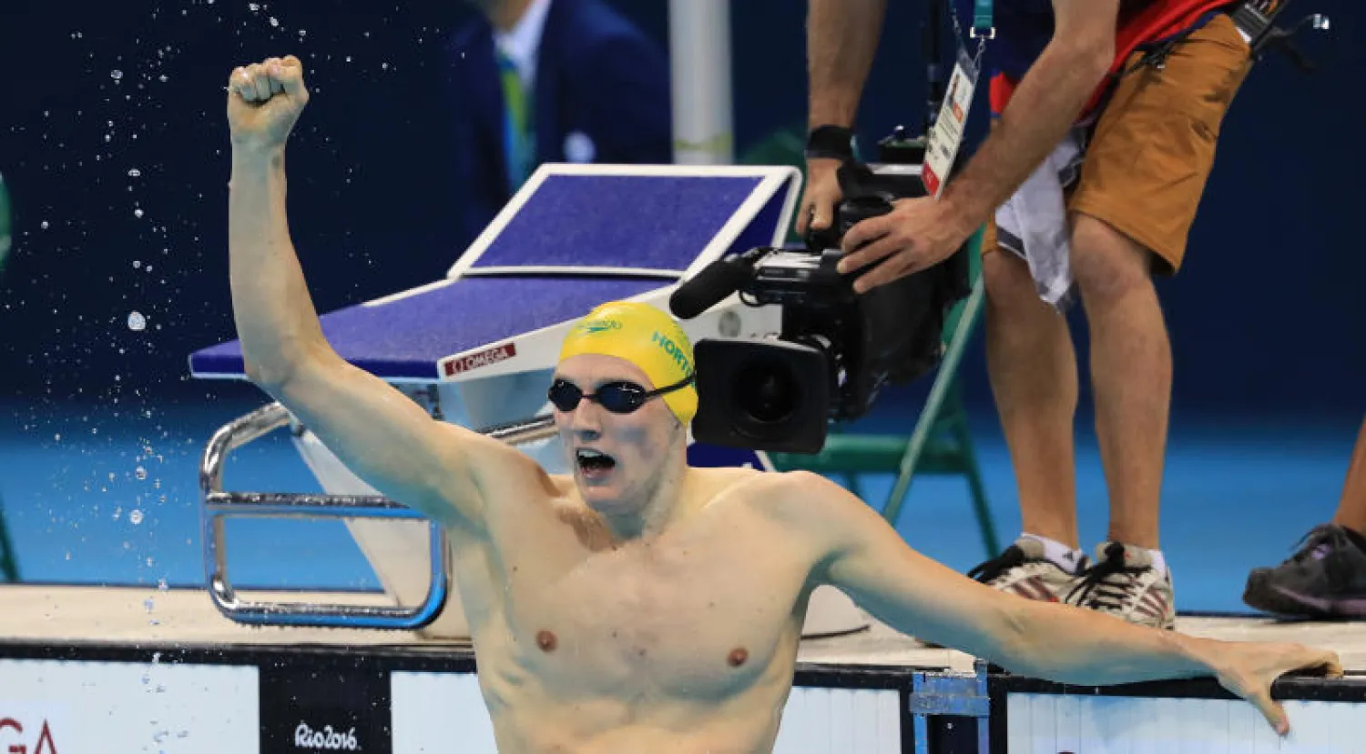 ماك هورتون بعد فوزه بذهبية سباق 400 م حرة