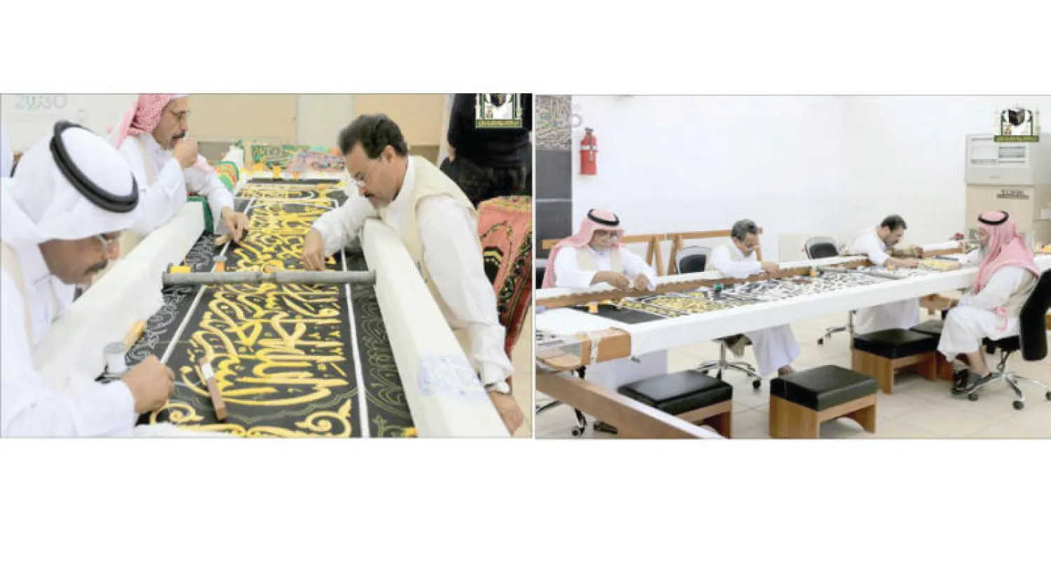 في إحدى ورشات المصنع (واس) - تطريز الكسوة بخيوط الذهب (واس)