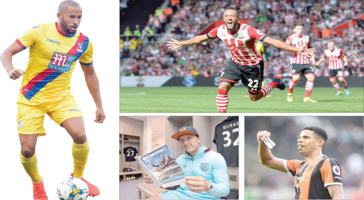 ناثان ريدموند مهاجم ساوثهامبتون (رويترز) - كورتيس ديفيز قلب دفاع هال سيتي (رويترز) - مارك نوبل مدافع وستهام («الشرق الأوسط») - أندروس تاونسند جناح كريستال بالاس (رويترز)