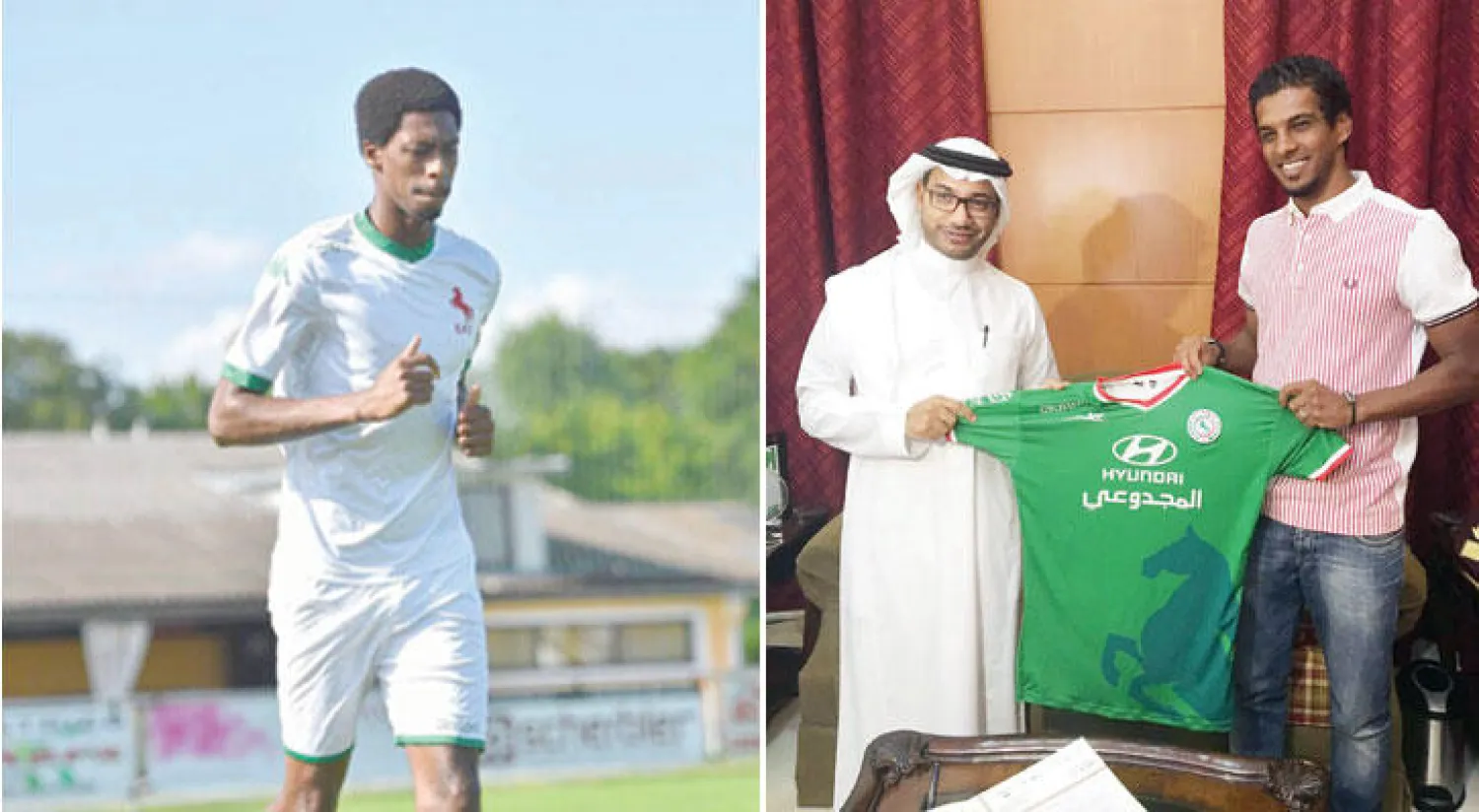 جانب من توقيع عقد انتقال يوسف السالم للاتفاق أمس (المركز الإعلامي بنادي الاتفاق)  -  محمد كنو واصل فوضويته مع ناديه في الفترة الأخيرة («الشرق الأوسط»)