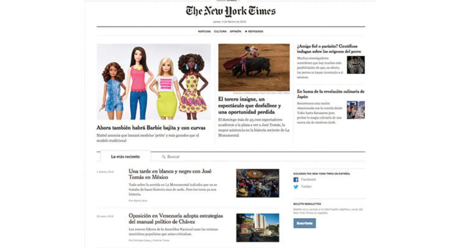 نسخة من «نيويورك تايمز» بالإسبانية