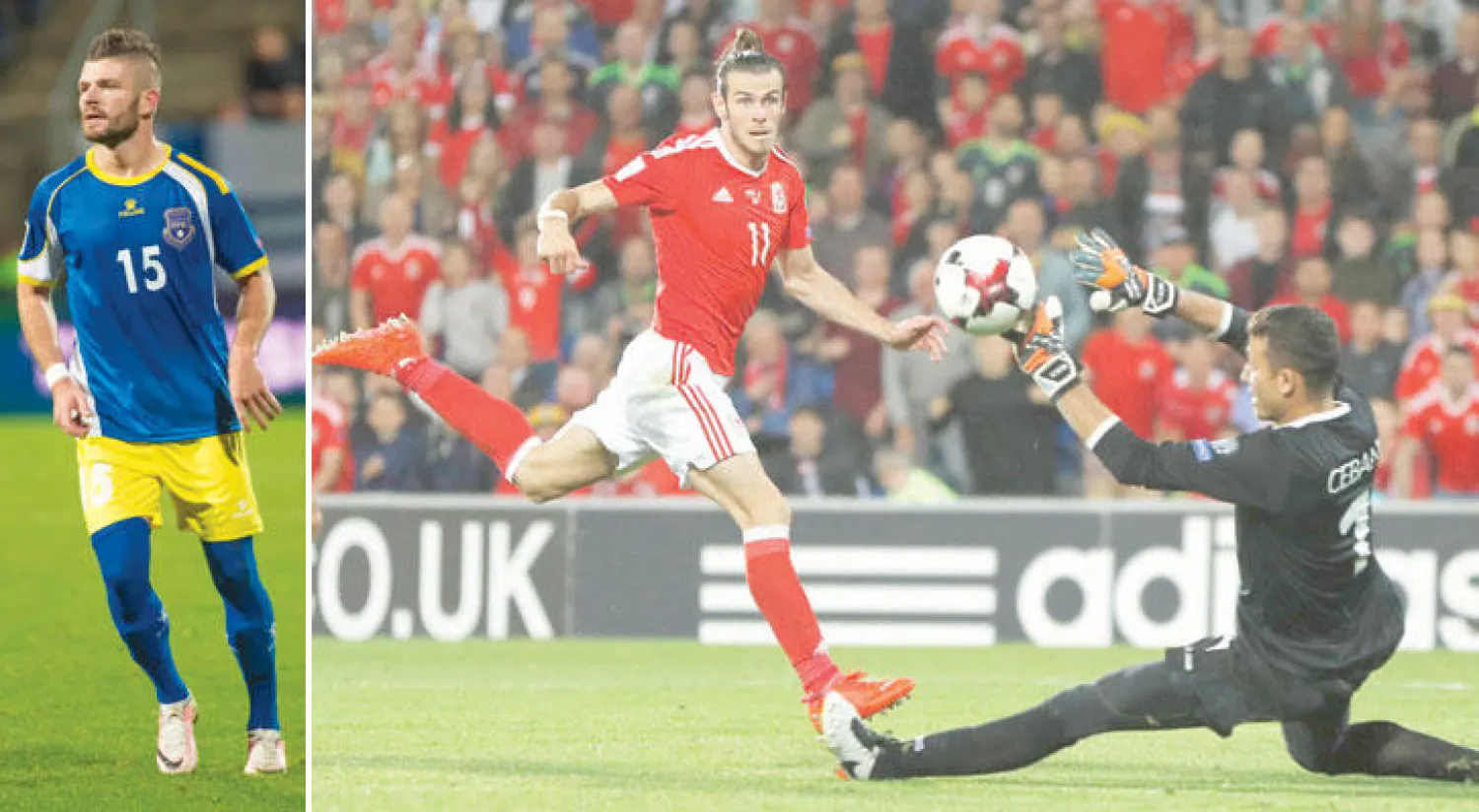 بيل يسجل الهدف الثالث لويلز في مرمى مولدوفا (رويترز)  -  بريشا سجل أول هدف دولي في تاريخ كوسوفو (إ.ب.أ)