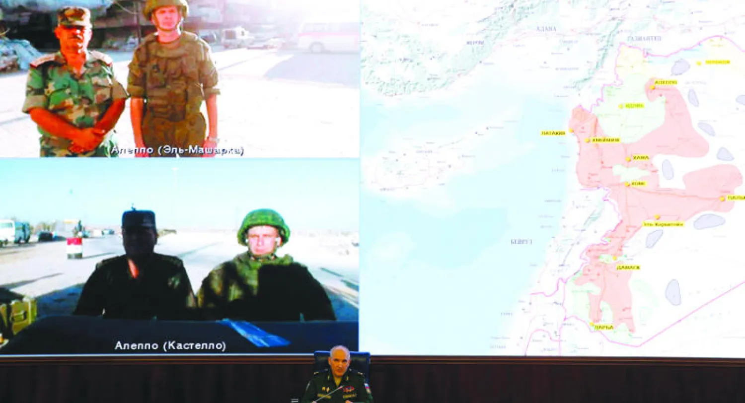 المسؤول العسكري الروسي سيرغي رودسكوي تحدث أمس من مقر وزارة الدفاع في موسكو حول الوضع في سوريا معلنا أن وقف إطلاق النار سيشمل جميع الأراضي السورية (أ.ب)