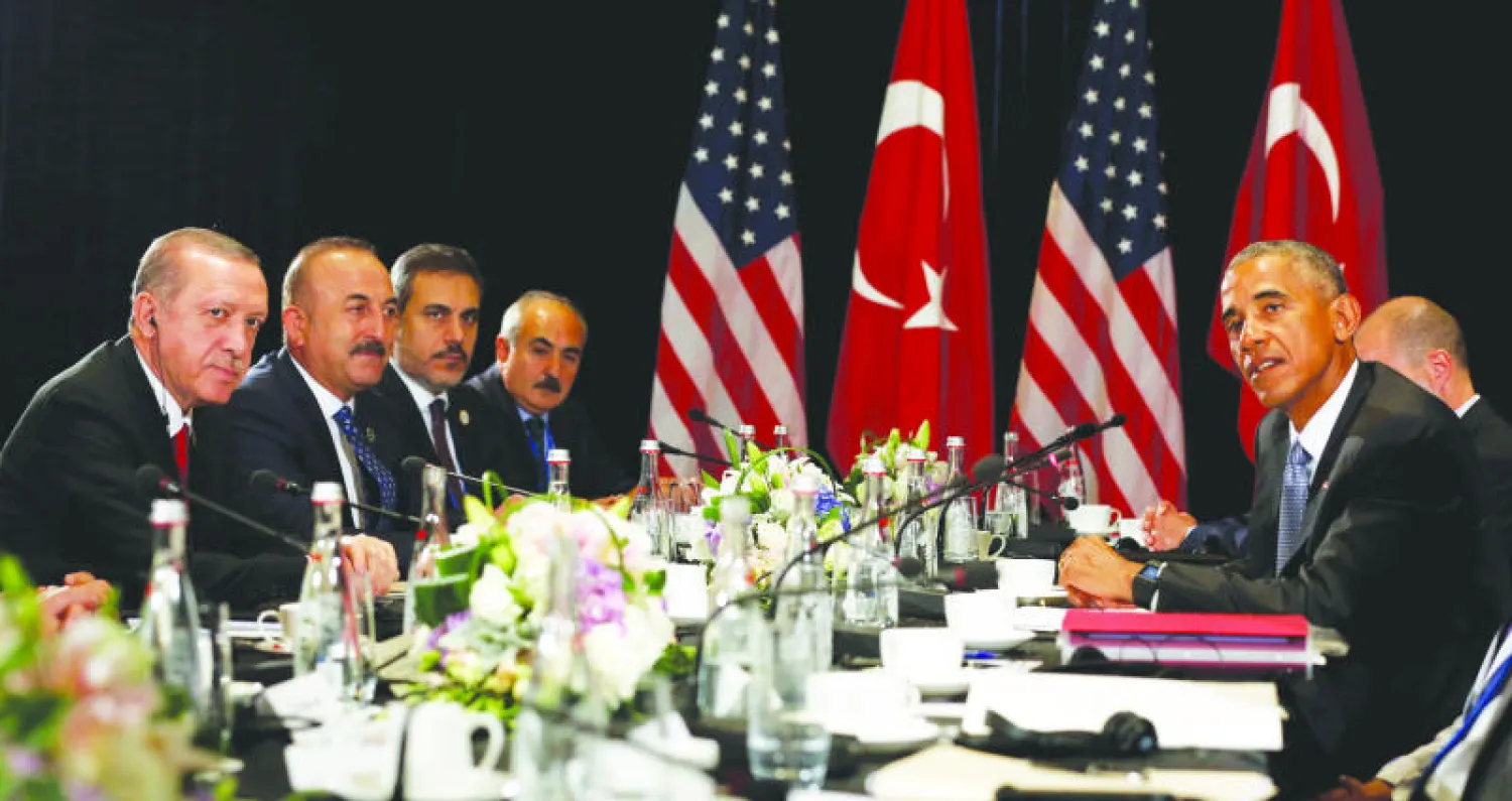 لقاء الرئيسين رجب طيب إردوغان وباراك أوباما خلال أعمال قمة مجموعة العشرين في الصين. (رويترز)