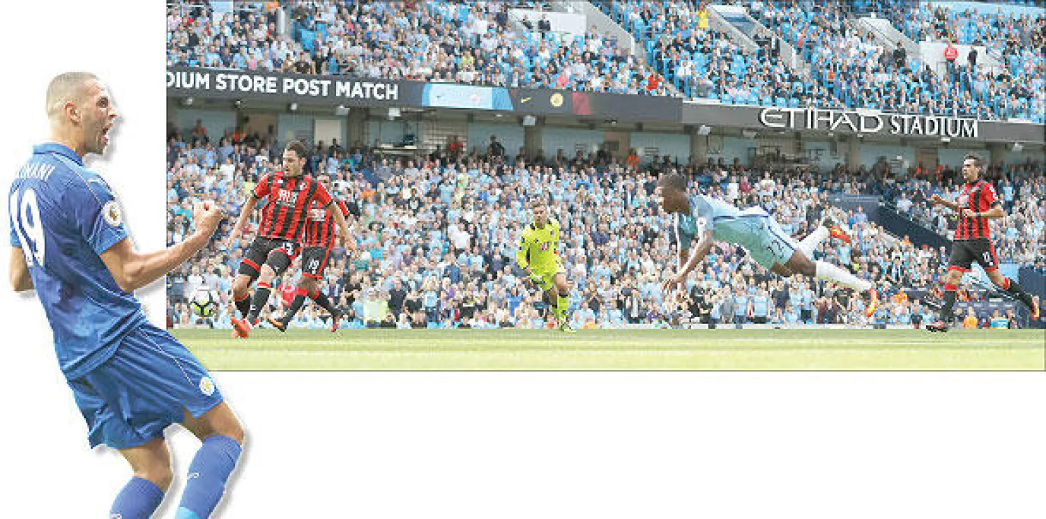 كيليتشي إيهياناتشو يعزز تقدم مانشستر سيتي - الجزائري إسلام سليماني يحرز هدفين في ثلاثية ليستر (رويترز)