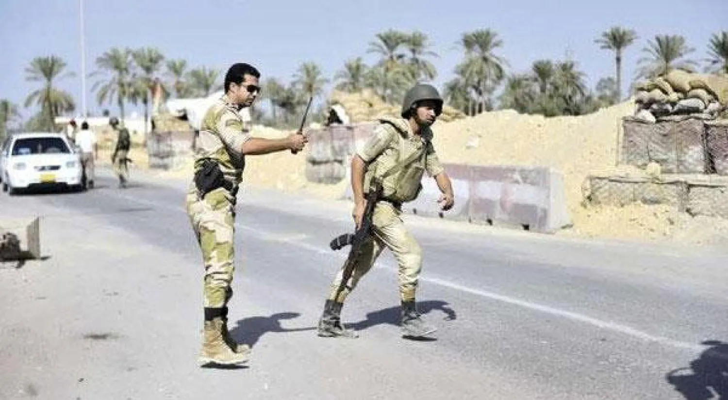 حاجز أمني للجيش المصري في سيناء. («الشرق الأوسط»)