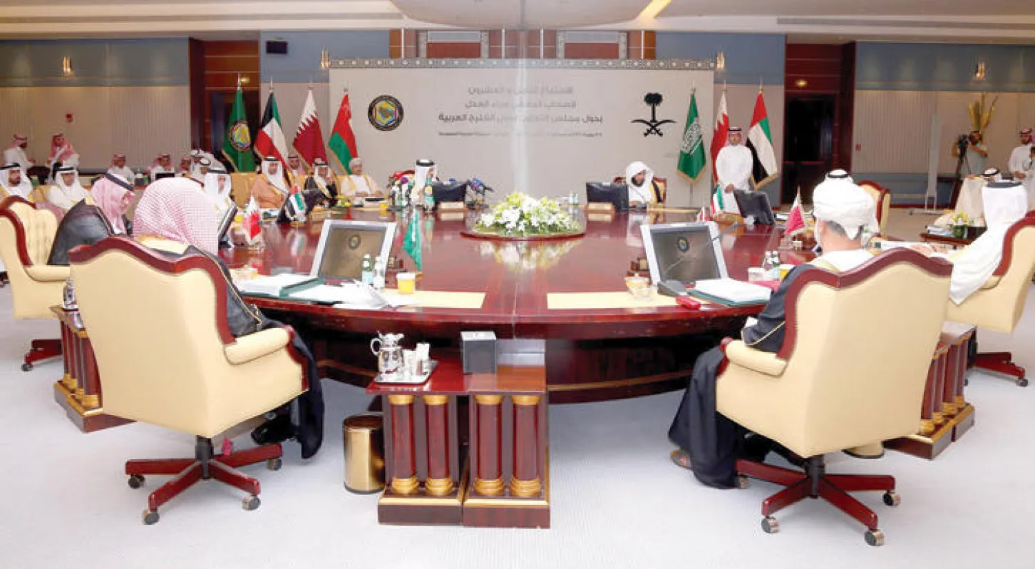 جانب من اجتماع وزراء العدل الخليجيين في الرياض أمس («الشرق الأوسط»)