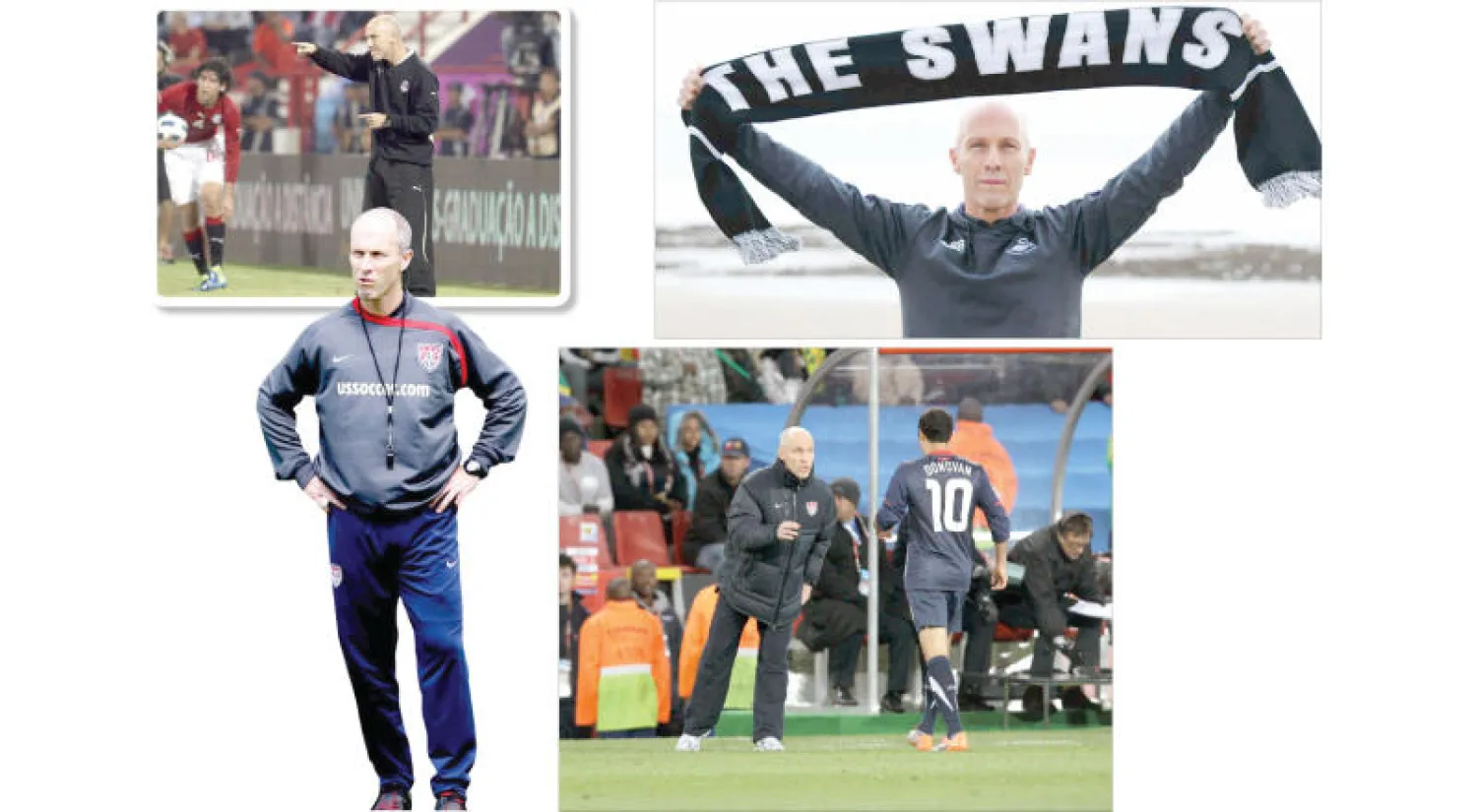 الشكوك تحيط بقدرة برادلي على إنقاذ سوانزي من السقوط - برادلي تولى تدريب منتخب مصر في ظروف عصيبة - تولي برادلي تدريب لوهافر الفرنسي قبل انضمامه لسوانزي («الشرق الأوسط») - برادلي ما زال يعتقد أن إقالته من تدريب المنتخب الأميركي كان ظلمًا (أ.ب)