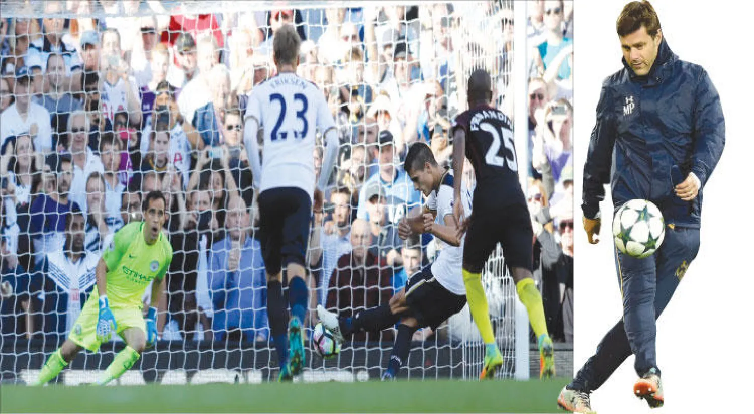 بوكتينيو مدرب توتنهام وضع الفريق في مصاف الكبار (أ.ف.ب) - فوز توتنهام على مانشستر سيتي هل يفتح لهم الطريق نحو اللقب (أ.ب)