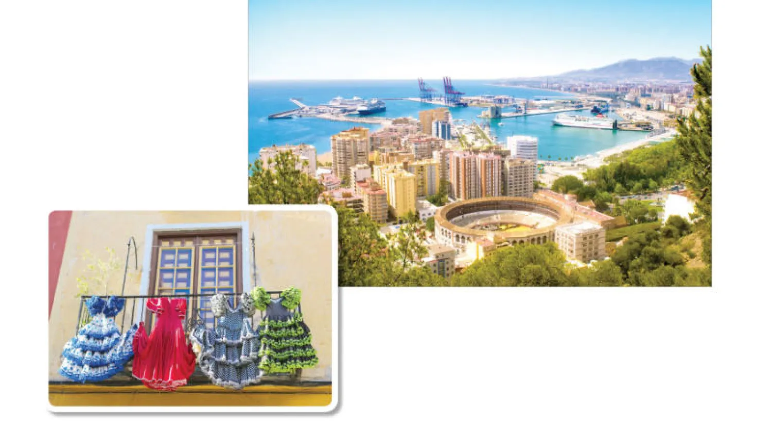 ميناء بويرتو بانوس كان في الأصل قرية صيد تقع بين البحر والجبال القريبة - خلال مهرجان فيريا ترتدي النساء والفتيات الفساتين الملونة التي تستخدم في رقصة الفلامينكو