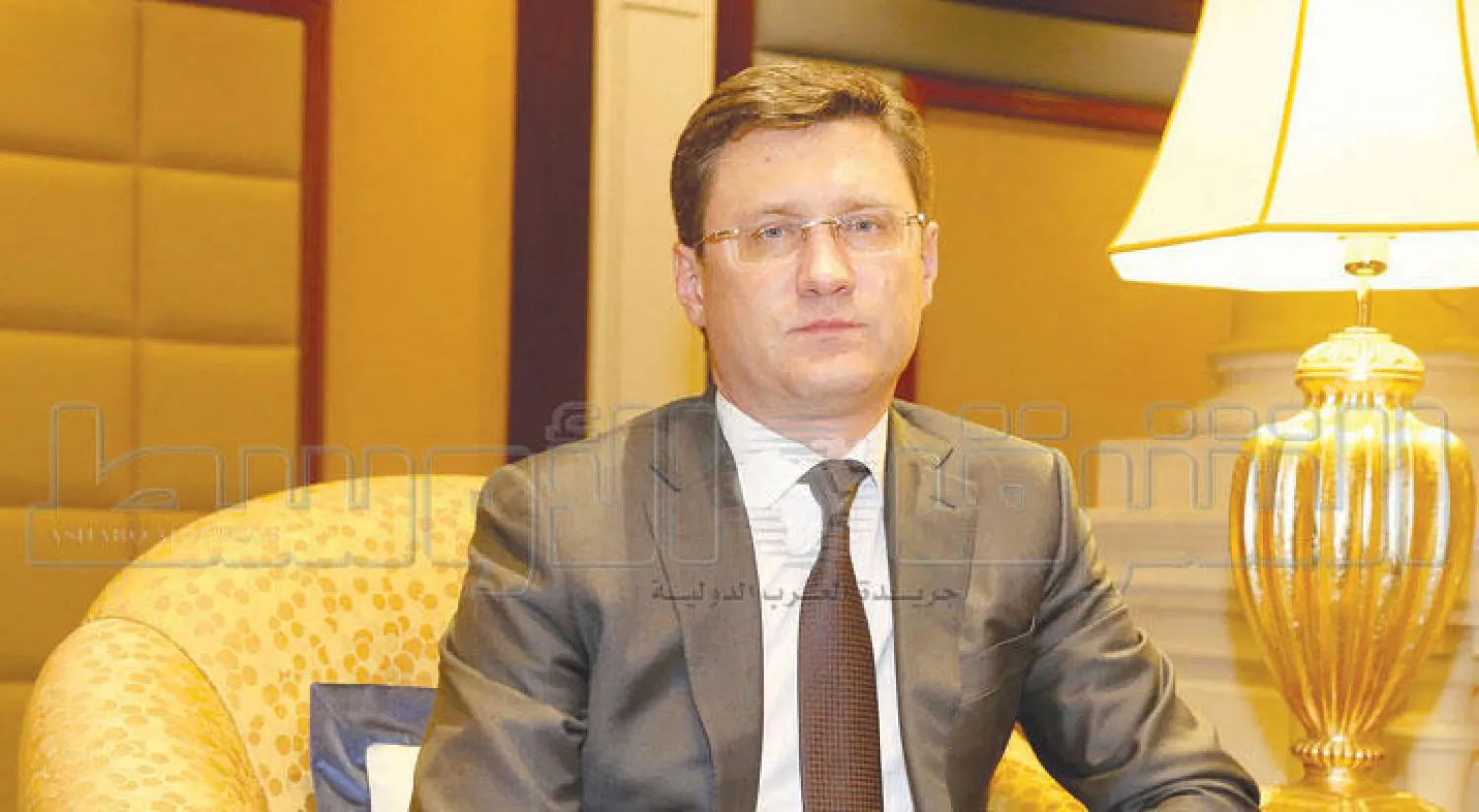 ألكسندر نوفاك وزير الطاقة الروسي خلال لقائه {الشرق الأوسط} في الرياض (تصوير: بشير صالح)