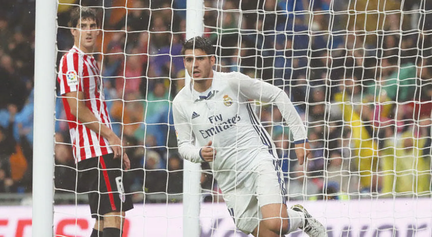 موراتا يحتفل بهدفه الثمين الذي منح الريـال الفوز (رويترز)