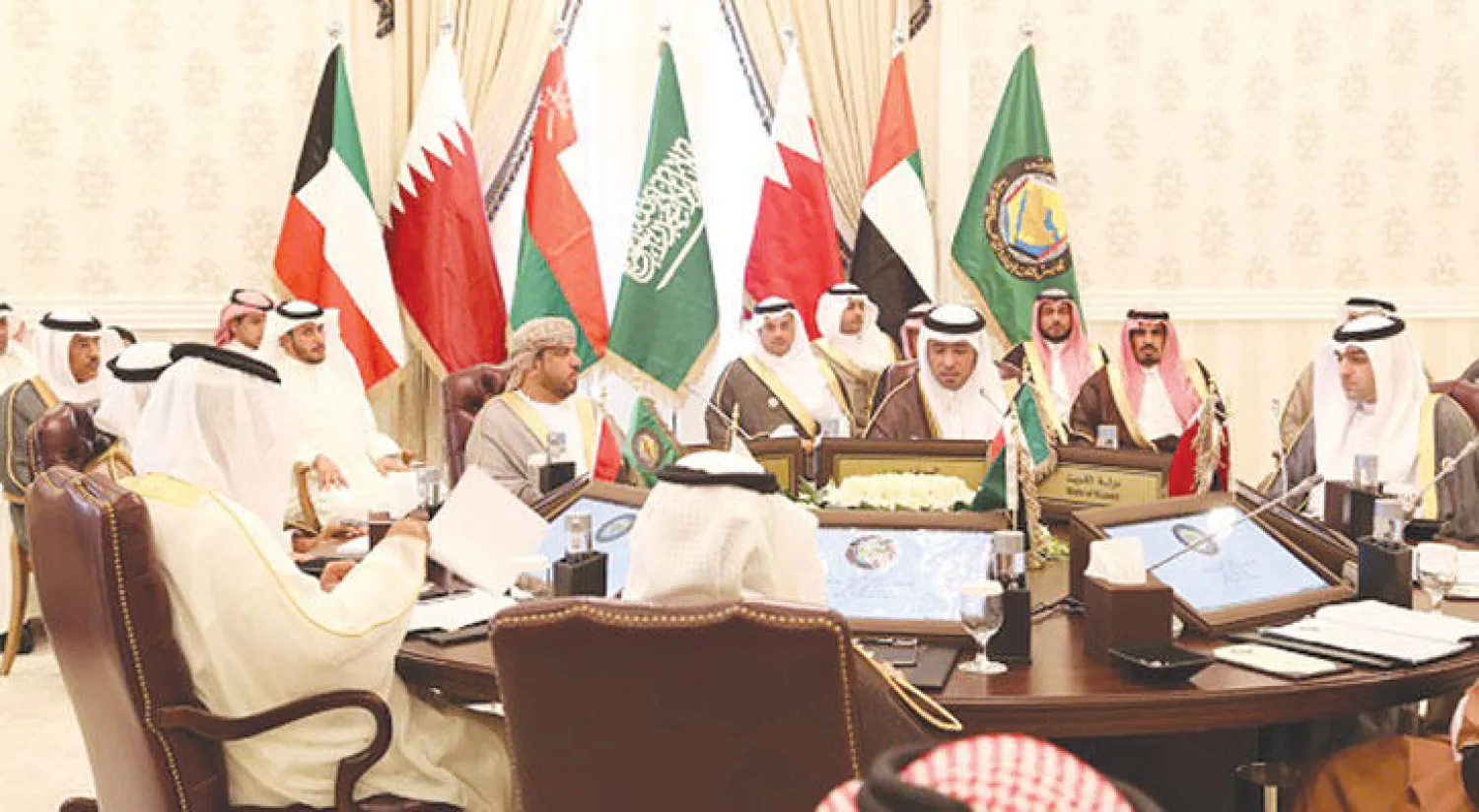 جانب من الاجتماع الخامس عشر للجنة الوزراء المعنيين بشؤون الإسكان بدول مجلس التعاون بمقر الأمانة أمس في الرياض («الشرق الأوسط»)