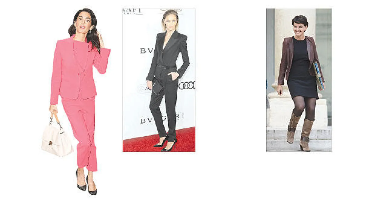 وزيرة التعليم الفرنسية نجاة فالو بلقاسم - العارضة أنيا روبيك وتايور أنيق من «سان لوران» - أمل كلوني وتايور باللون الوردي «على الموضة»