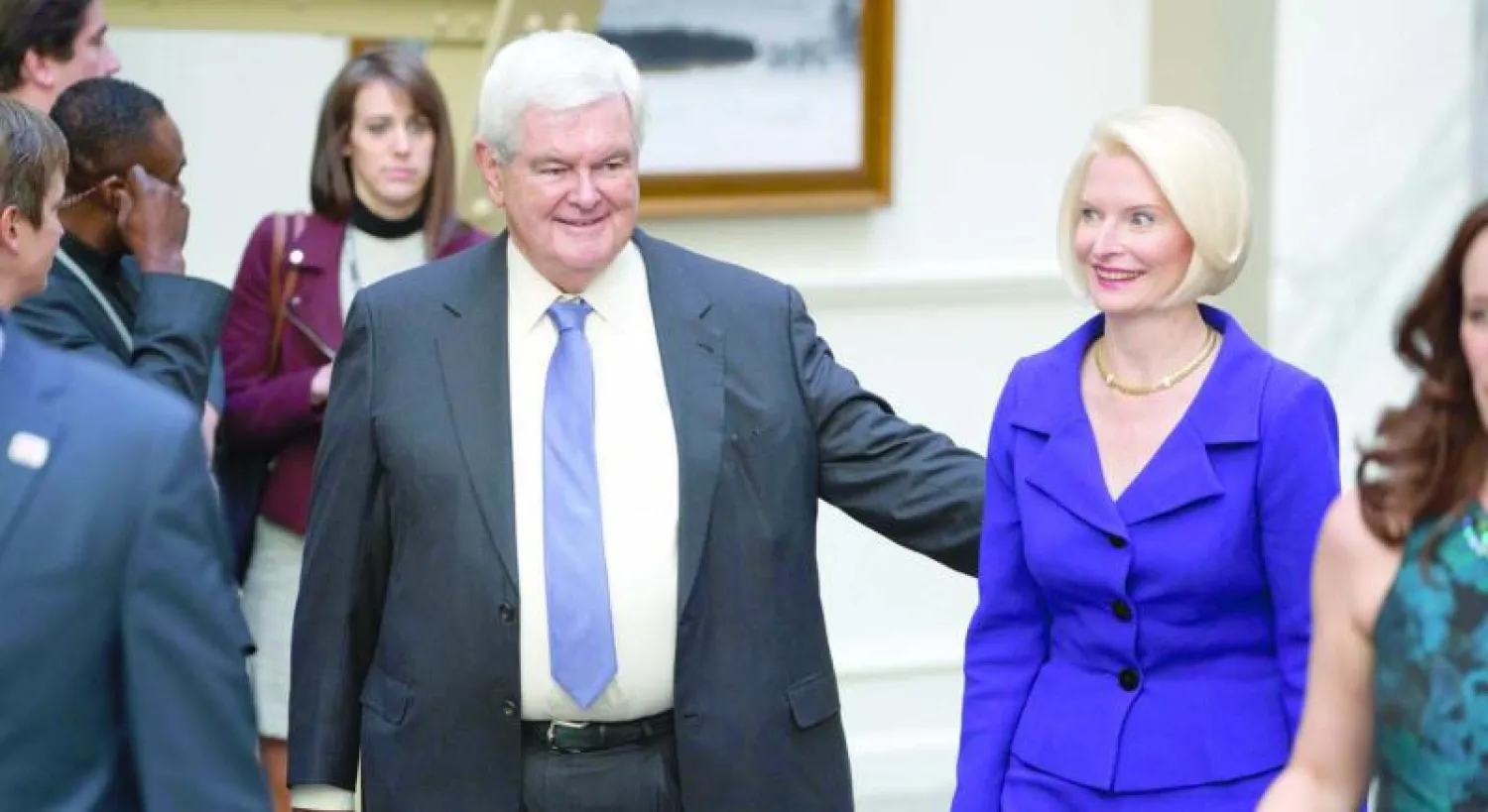 نيوت غينغريتش الرئيس السابق لمجلس النواب يطرح اسمه لمنصب وزير الخارجية (أ.ب)