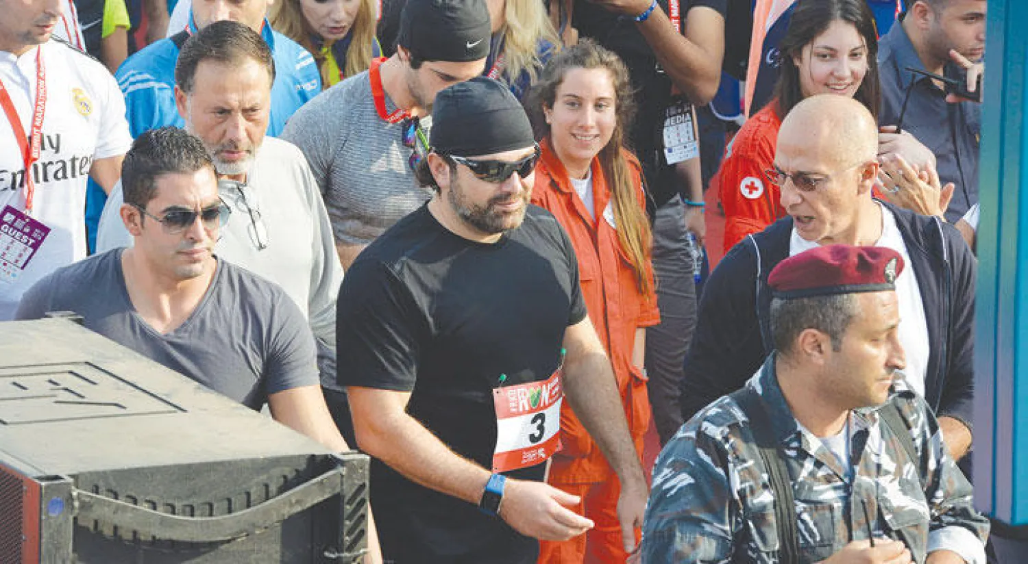 رئيس الوزراء اللبناني المكلف سعد الحريري يشارك في جزء من ماراثون بيروت أمس (إ.ب.أ)