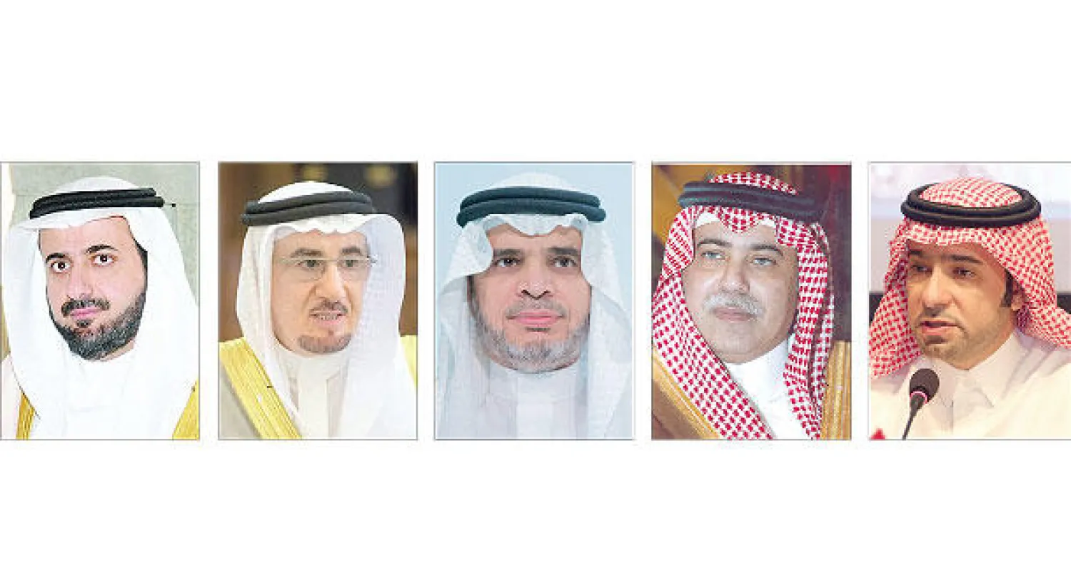 ماجد الحقيل وزير الإسكان - د. ماجد القصبي  وزير التجارة والاستثمار - د. أحمد العيسى وزير التعليم - د. مفرج الحقباني وزير العمل  والتنمية الاجتماعية - د. توفيق الربيعة وزير الصحة