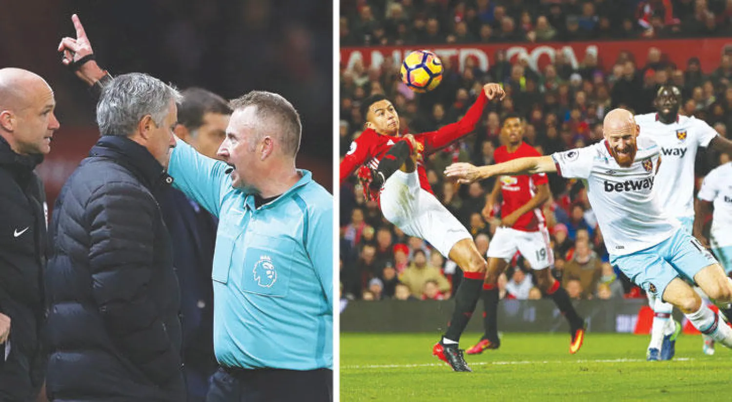 صدام يونايتد ووستهام يتجدد غدًا بالكأس بعد التعادل بالدوري (إ.ب.أ)  -  الحكم موس يطرد مورينيو من الملعب للمرة الثانية (إ.ب.أ)