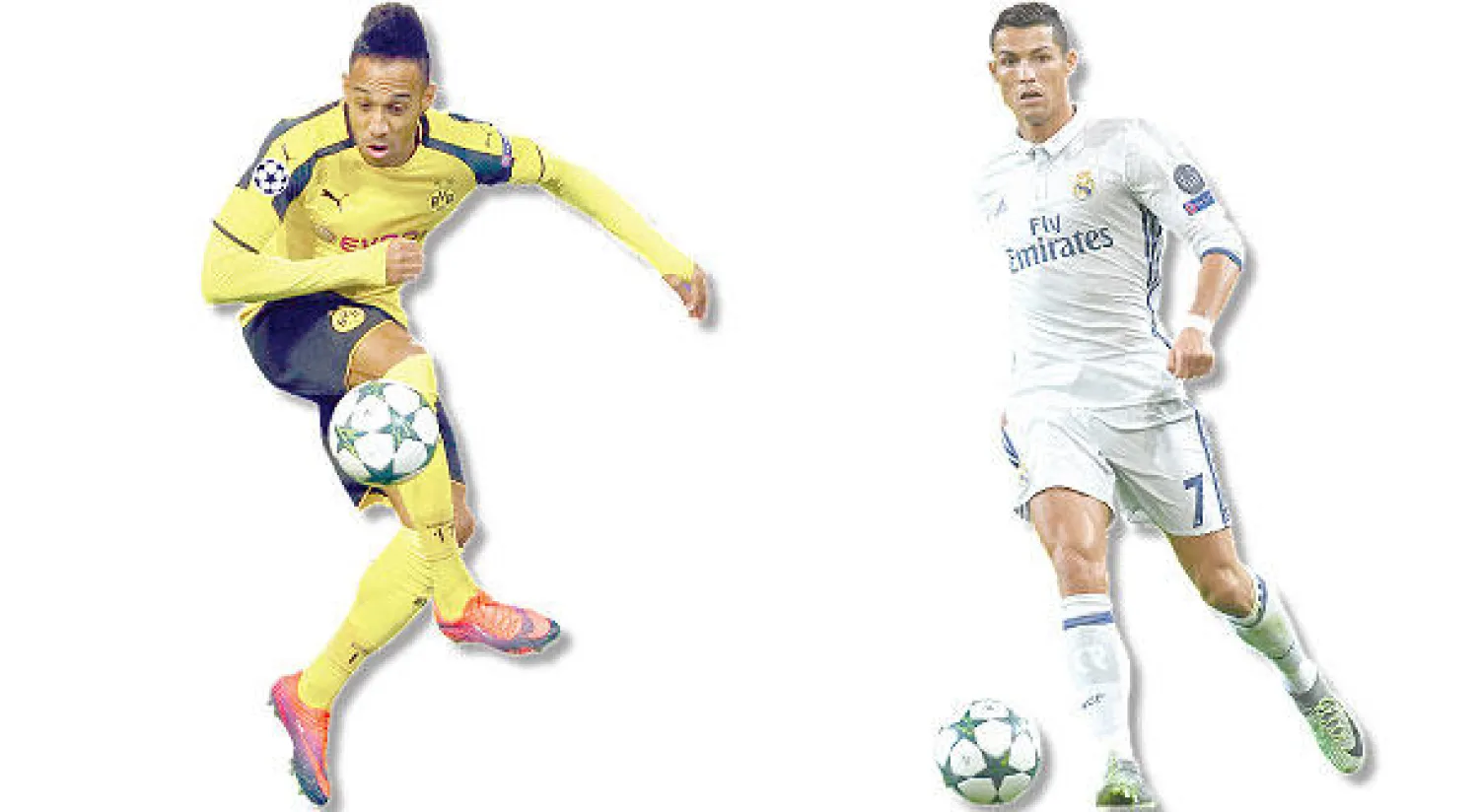 رونالدو نجم ريال مدريد  - أوباميانغ هداف دورتموند (رويترز) (أ.ف.ب)