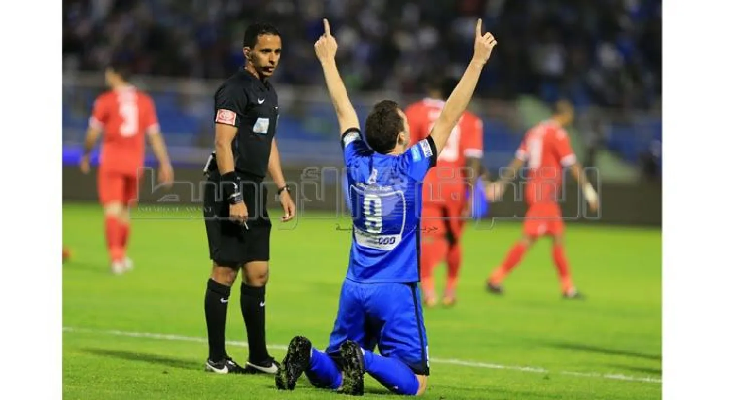 ليو يحتفل بهدفه الأول في شباك الوحدة (تصوير: أحمد يسري)