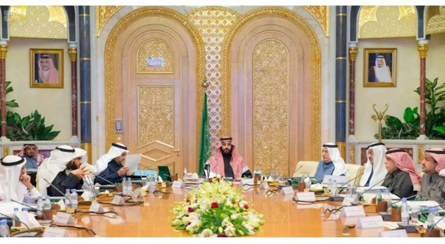  الأمير محمد بن سلمان لدى ترؤسه اجتماع مجلس الشؤون الاقتصادية والتنمية في الرياض أمس (واس)