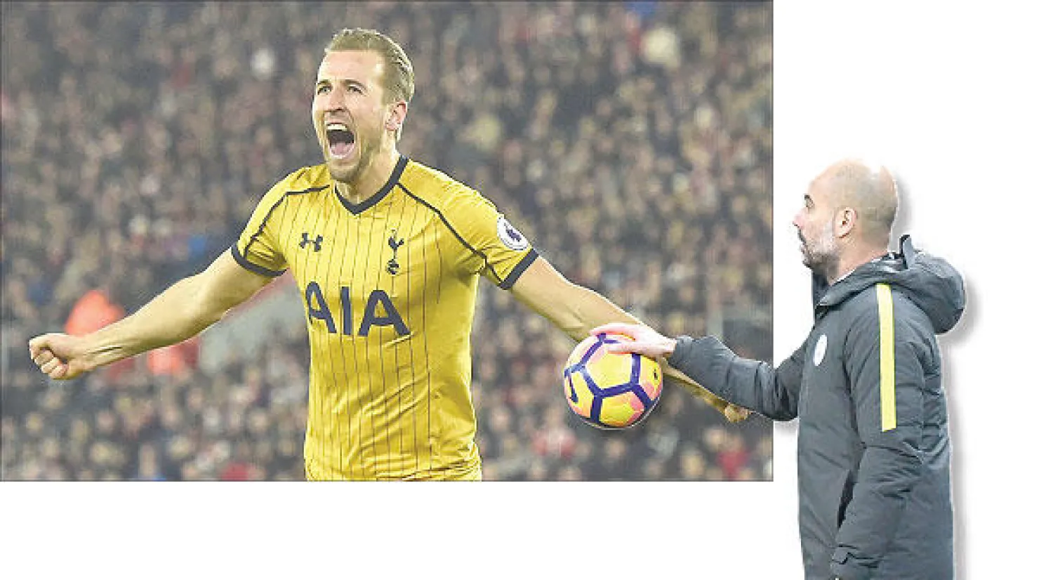 غوارديولا مدرب مانشستر سيتي  - كين نجم توتنهام توعد تشيلسي في مواجهة الفريقين اليوم (أ.ف.ب)  (رويترز)