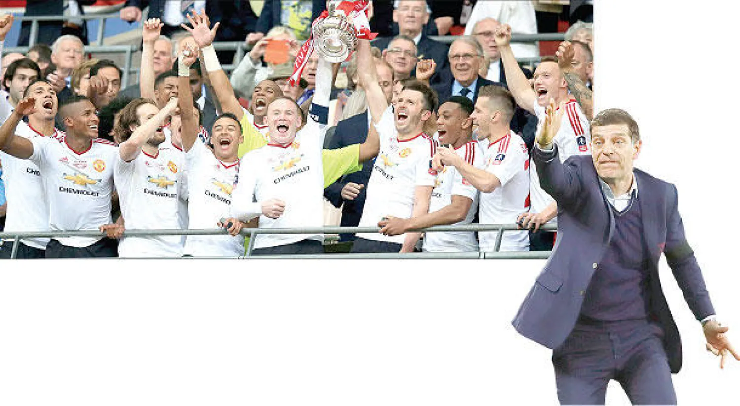 بيليتش مدرب  وستهام يأمل في عرقلة سيتي (رويترز) - لاعبو مانشستر يونايتد على منصة التتويج بعد فوزهم بالنسخة الأخيرة («الشرق الأوسط»)