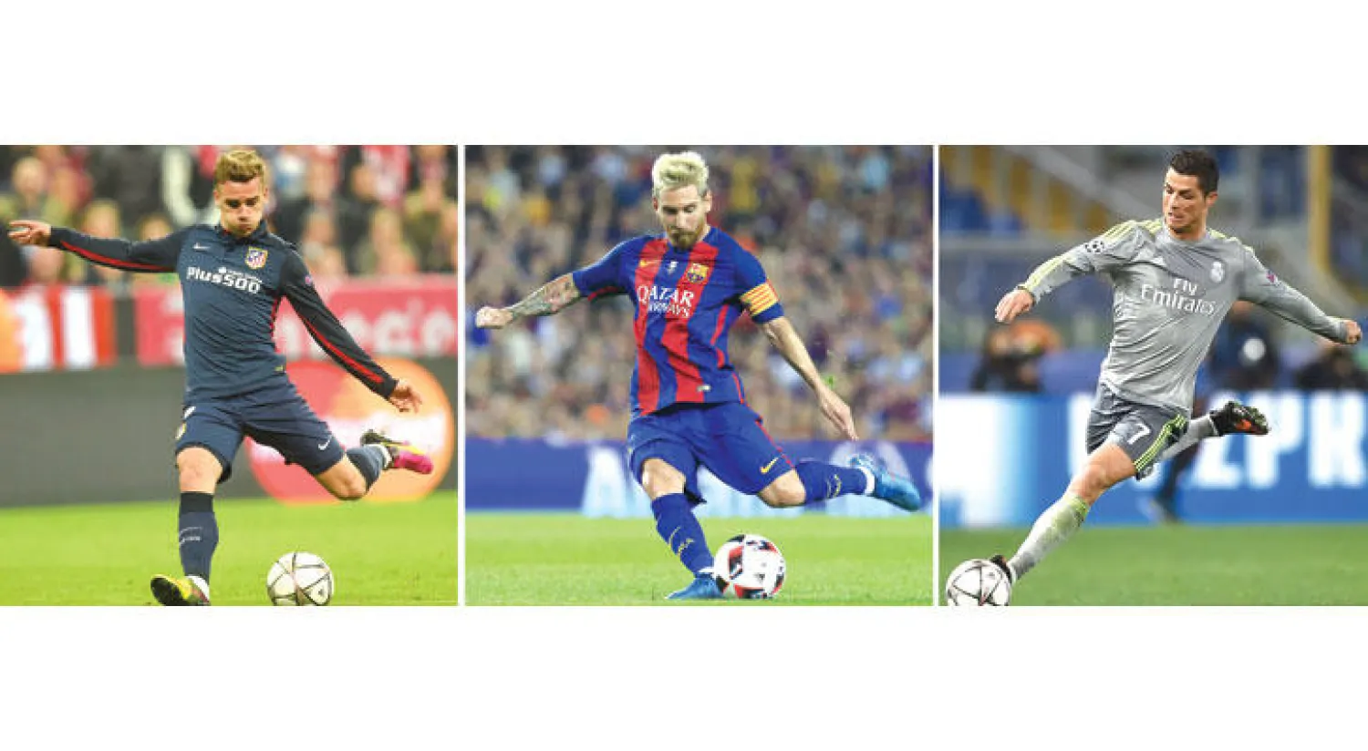 رونالدو وميسي وغريزمان في سباق على جائزة الفيفا (أ.ف.ب)