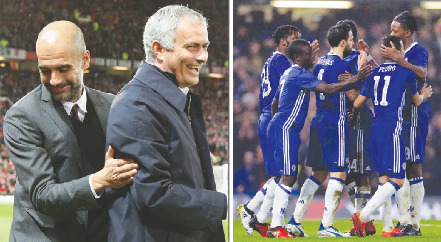 اعتلاء تشيلسي للقمة في منتصف الموسم ليس ضمانة لفوزه باللقب (أ.ب)  -  مورينيو يبدو الآن أكثر استقرارًا من غريمه غوارديولا