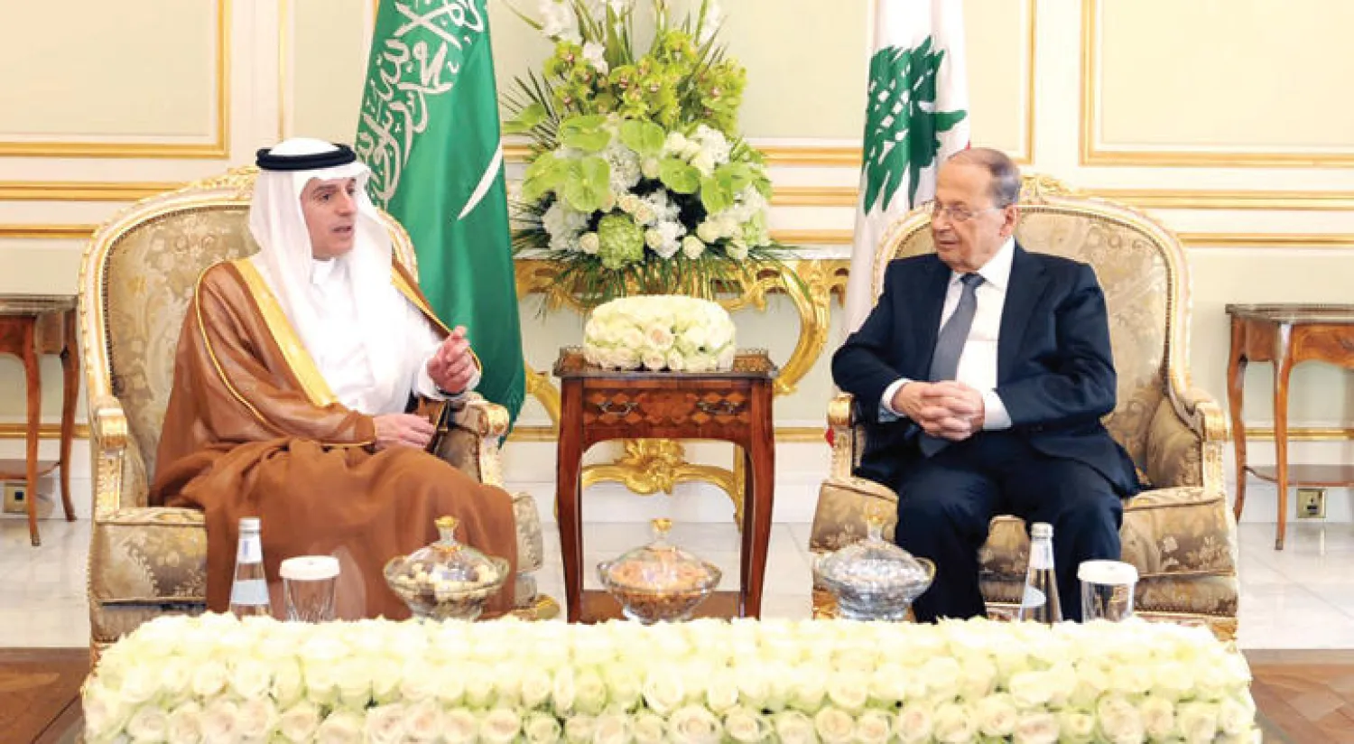 الرئيس اللبناني ميشال عون خلال لقائه عادل الجبير وزير الخارجية السعودية (واس)