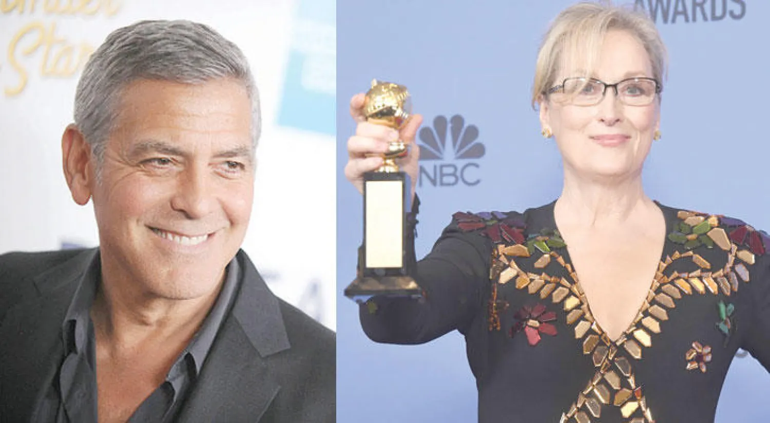 ميريل ستريب في حفل توزيع جوائز «غولدن غلوب» (أ.ف.ب)  -  جورج كلوني