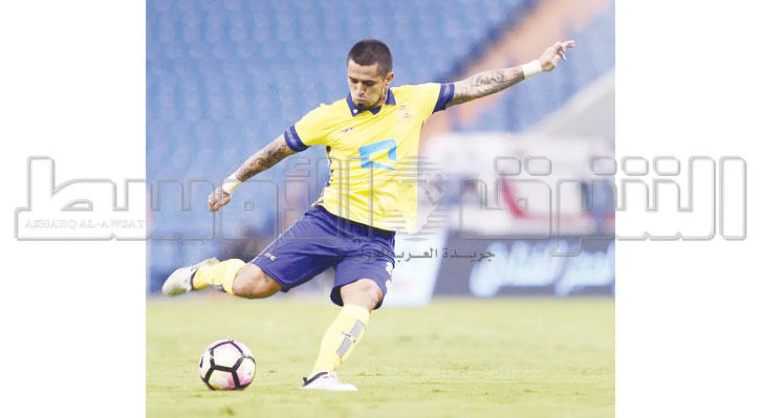 أيالا خلال مشاركته في مواجهة سابقة لفريقه النصر (تصوير: عبد العزيز النومان)