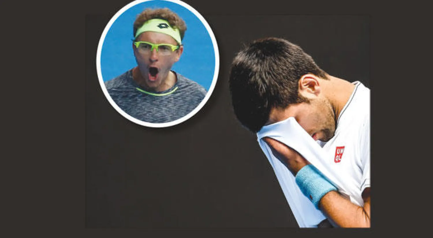 علامات الإحباط على ديوكوفيتش بعد الخسارة المفاجئة  -  الأوزبكستاني ايستومين يحتفل بانتصاره على ديوكوفيتش (إ.ب.أ)  (إ.ب.أ)