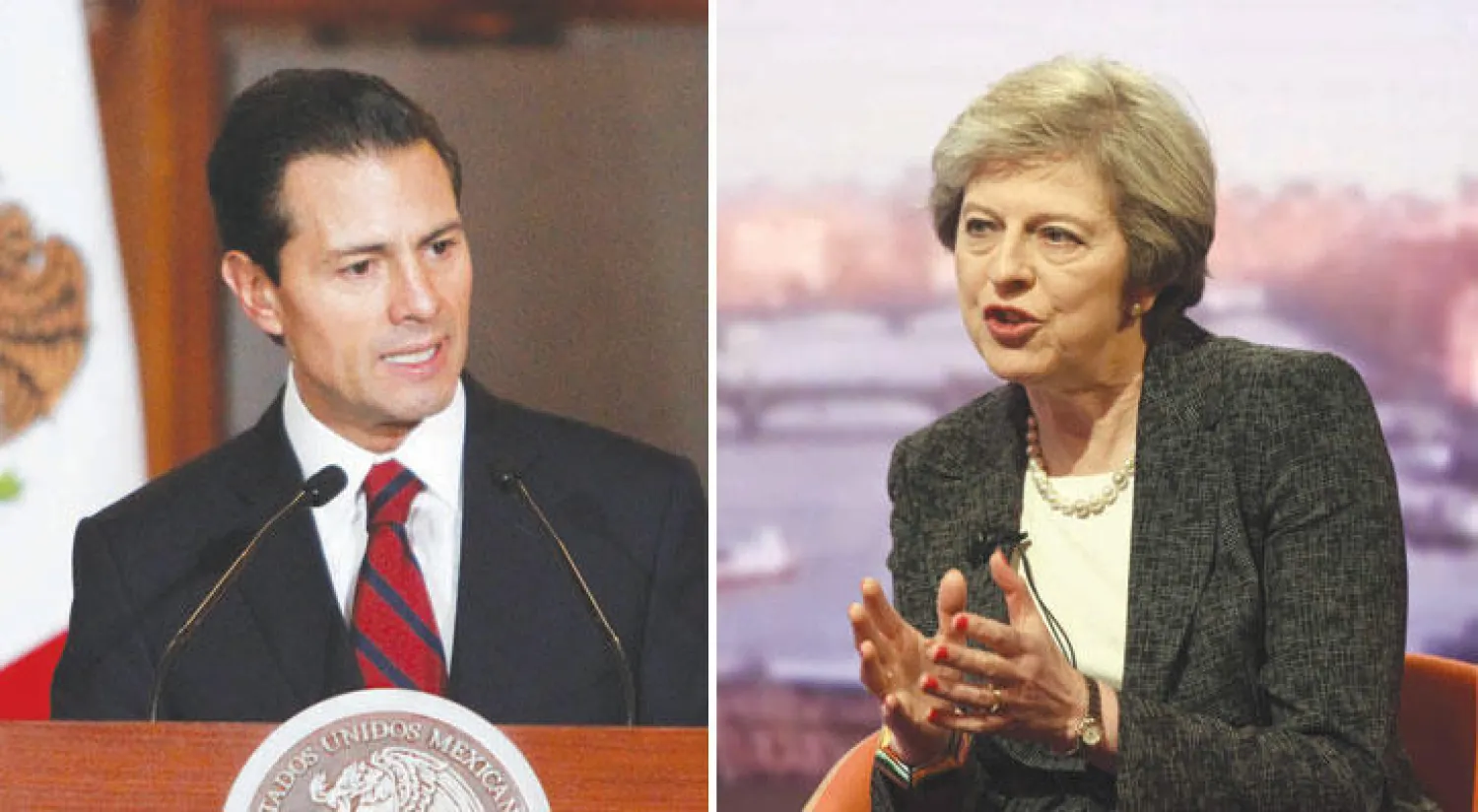 رئيسة الوزراء البريطانية تيريزا ماي (إ.ب.أ)  -  الرئيس المكسيكي إنريك بينا نييتو (رويترز)