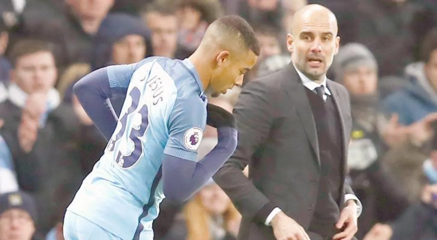 غوارديولا مدرب سيتي متفائل بقدوم البرازيلي غابرييل خيسوس (رويترز)