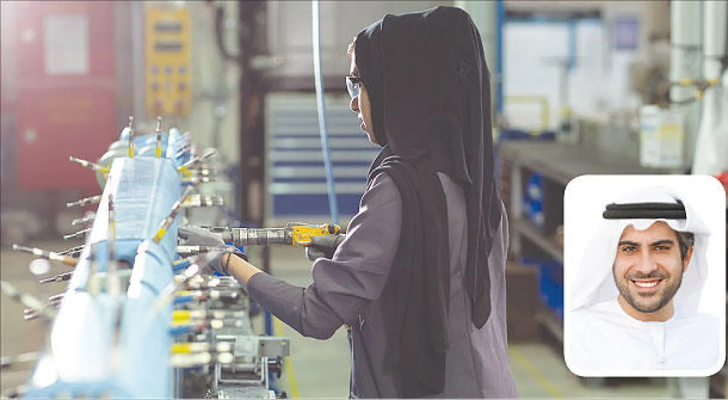 بدر العلماء - جانب من عمليات التصنيع في شركة «ستراتا» في أبوظبي («الشرق الأوسط»)