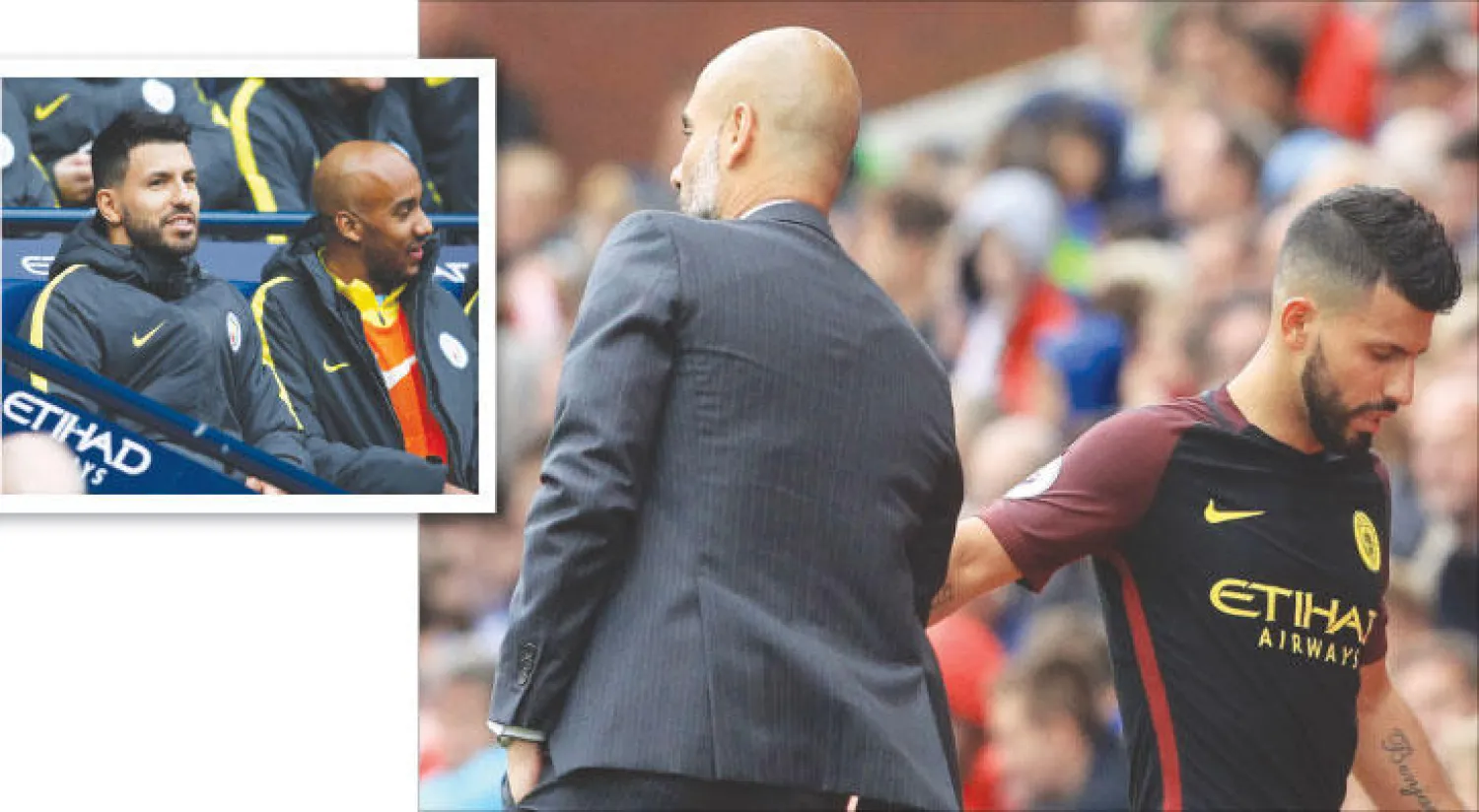 هل سينتهي الموسم بوصول كل من أغويرو وغوارديولا إلى طريق مختلف  -  أغويرو أسير مقاعد البدلاء (رويترز)