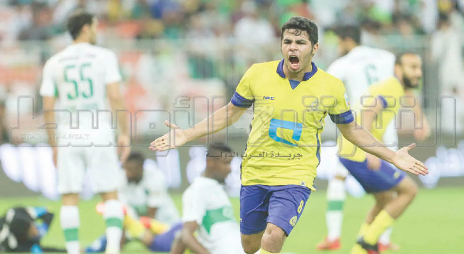 يحيى الشهري يحتفل بهدفه في الأهلي (تصوير: محمد المانع)