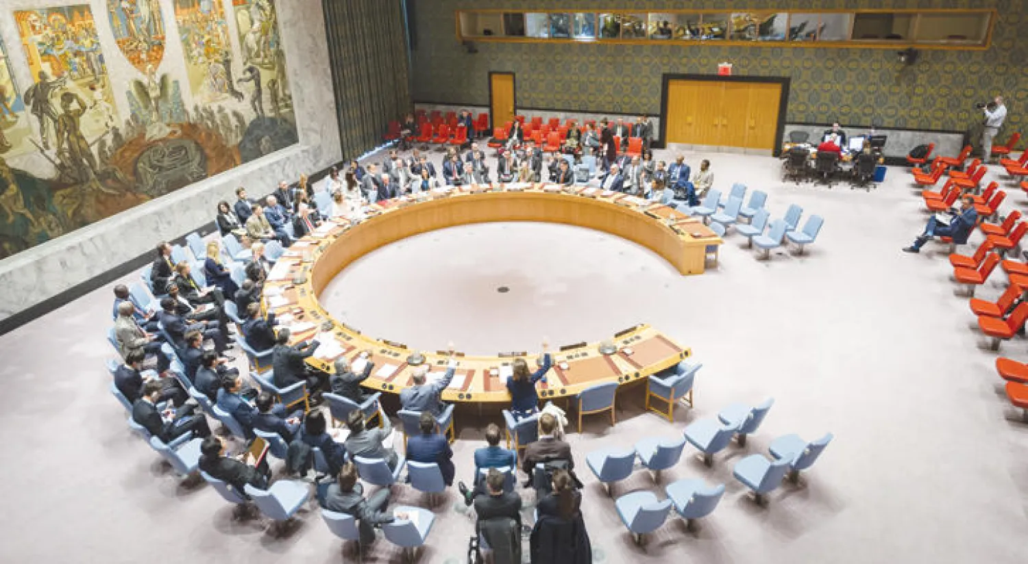 جانب من جلسة مجلس الأمن التي عقدت أمس (الأمم المتحدة)