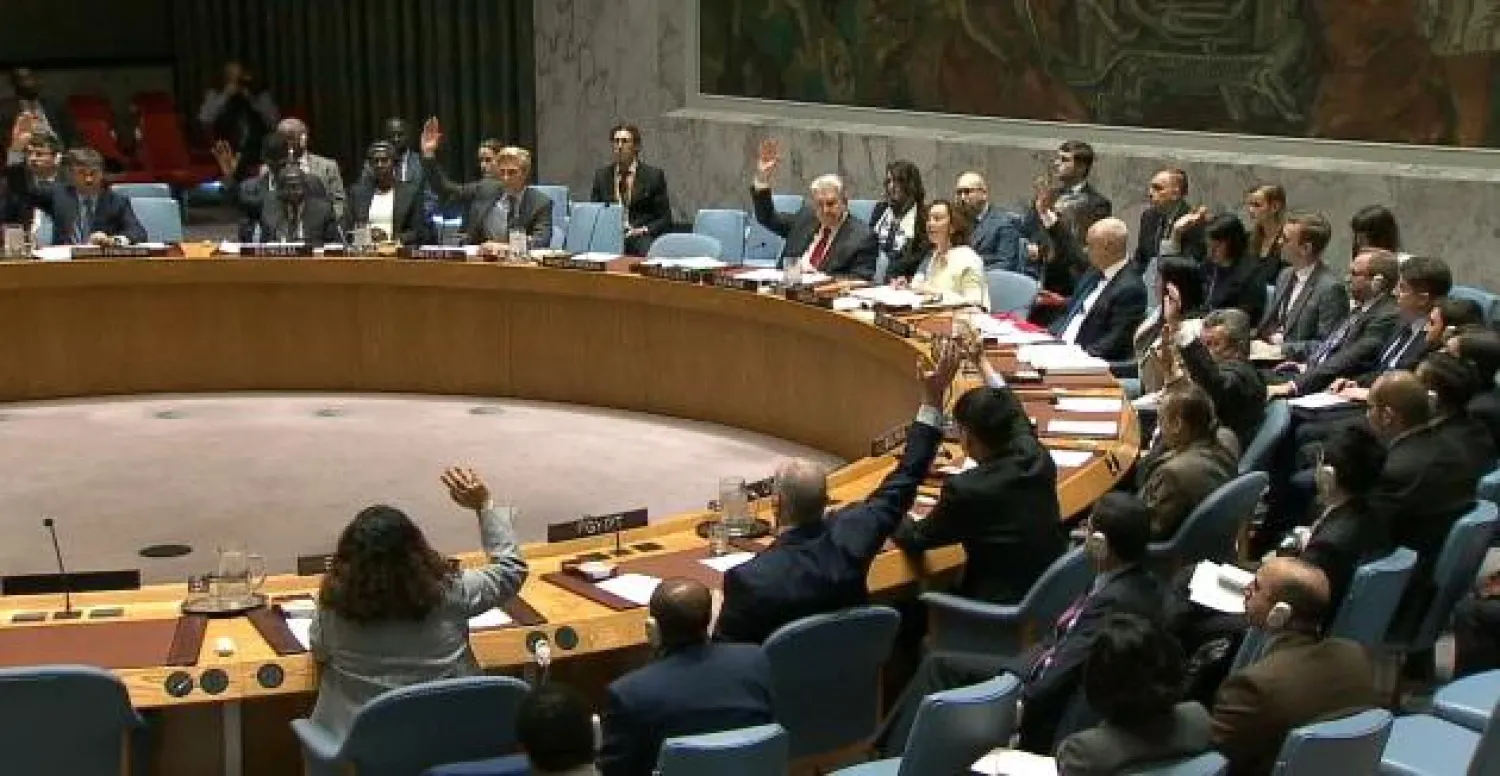 جانب من جلسة مجلس الأمن التي عقدت اليوم (الموقع الإلكتروني للأمم المتحدة)