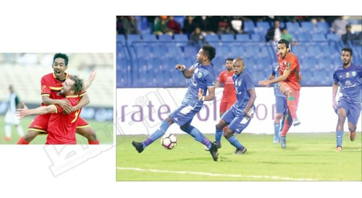 من مباراة الاتفاق والفتح (تصوير: عيسى الدبيسي) - لاعبو وج يحتفلون بأحد أهدافهم في هجر (تصوير: أحمد حشاد)