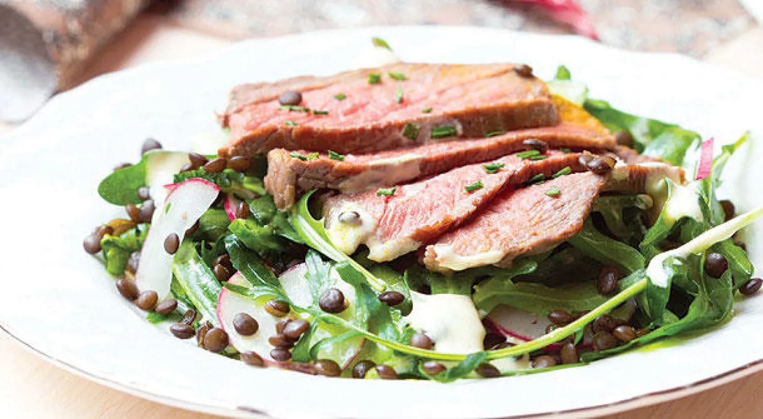 استيك مع الخضراوات