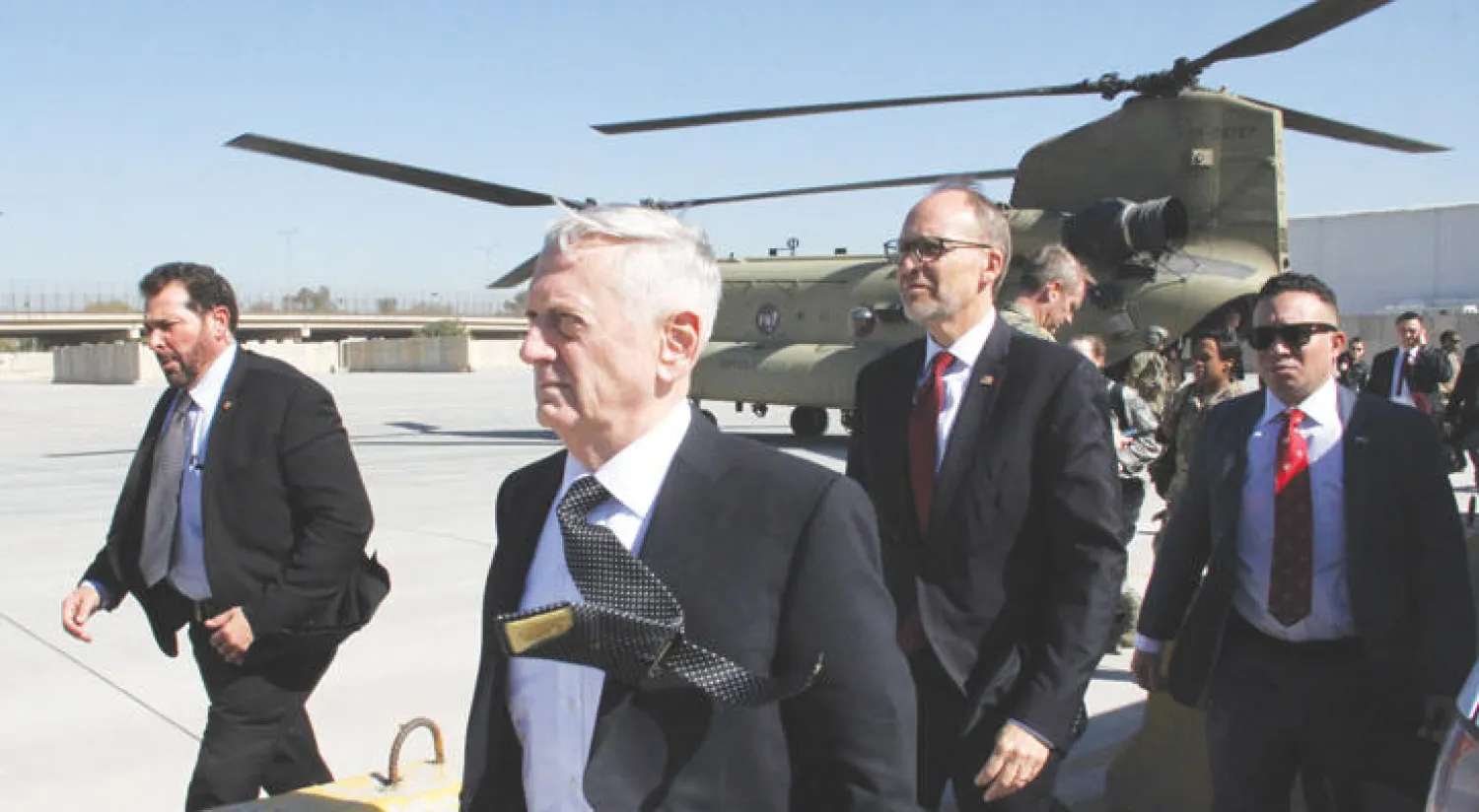 وزير الدفاع جيمس ماتيس لدى وصوله إلى بغداد الاثنين الماضي (أ.ف.ب)