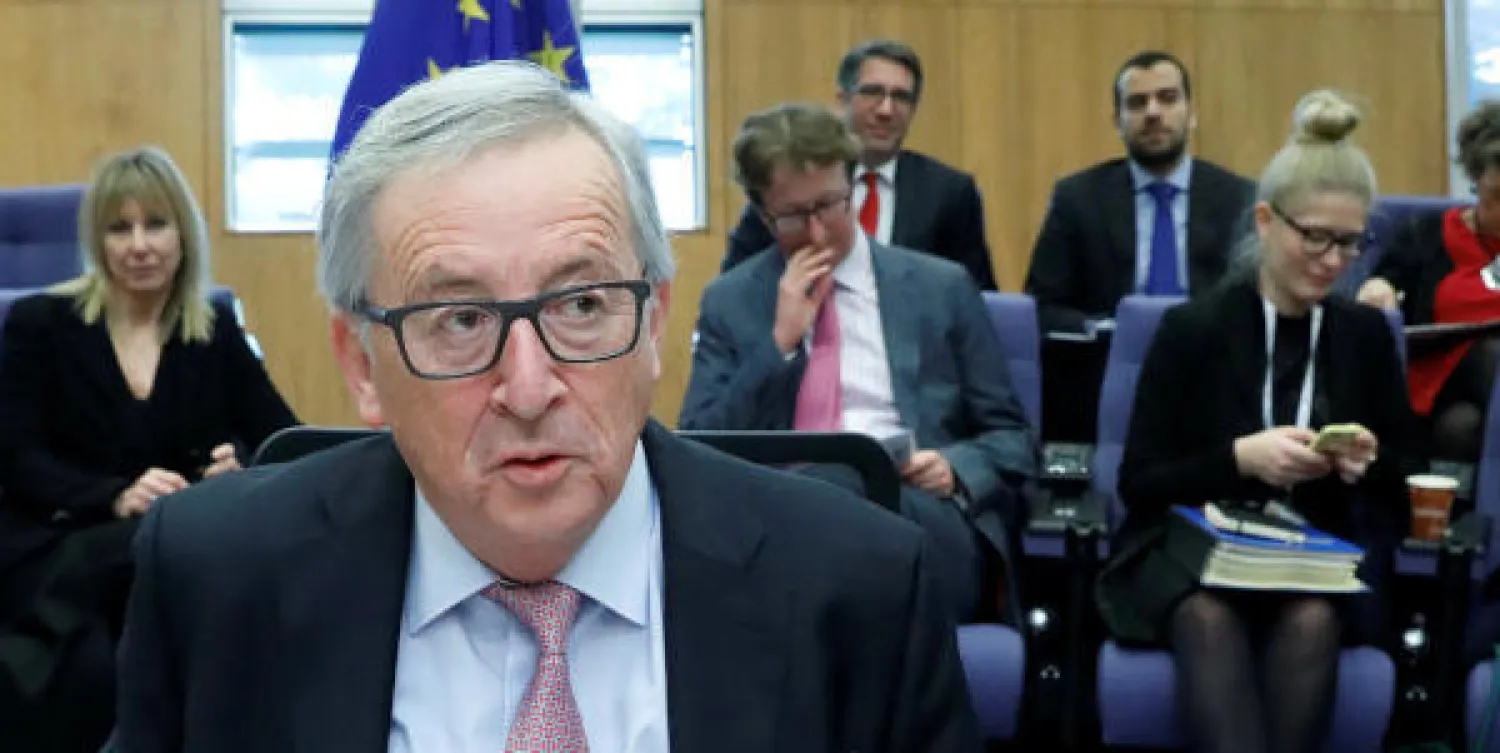 جان كلود يونكر رئيس المفوضية الأوروبية في اجتماع الهيئة التنفيذية للاتحاد الأوروبي ببروكسل (رويترز)