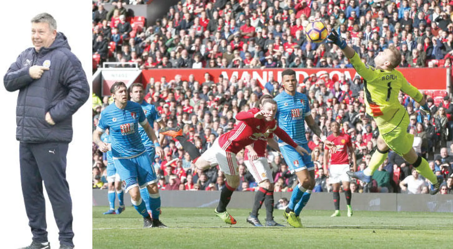 أرتور بوروتش حارس بورنموث يتصدى لقذيفة لروني (رويترز)  -  ليستر يؤكد انتفاضته مع المدرب المؤقت شكسبير (أ.ف.ب)