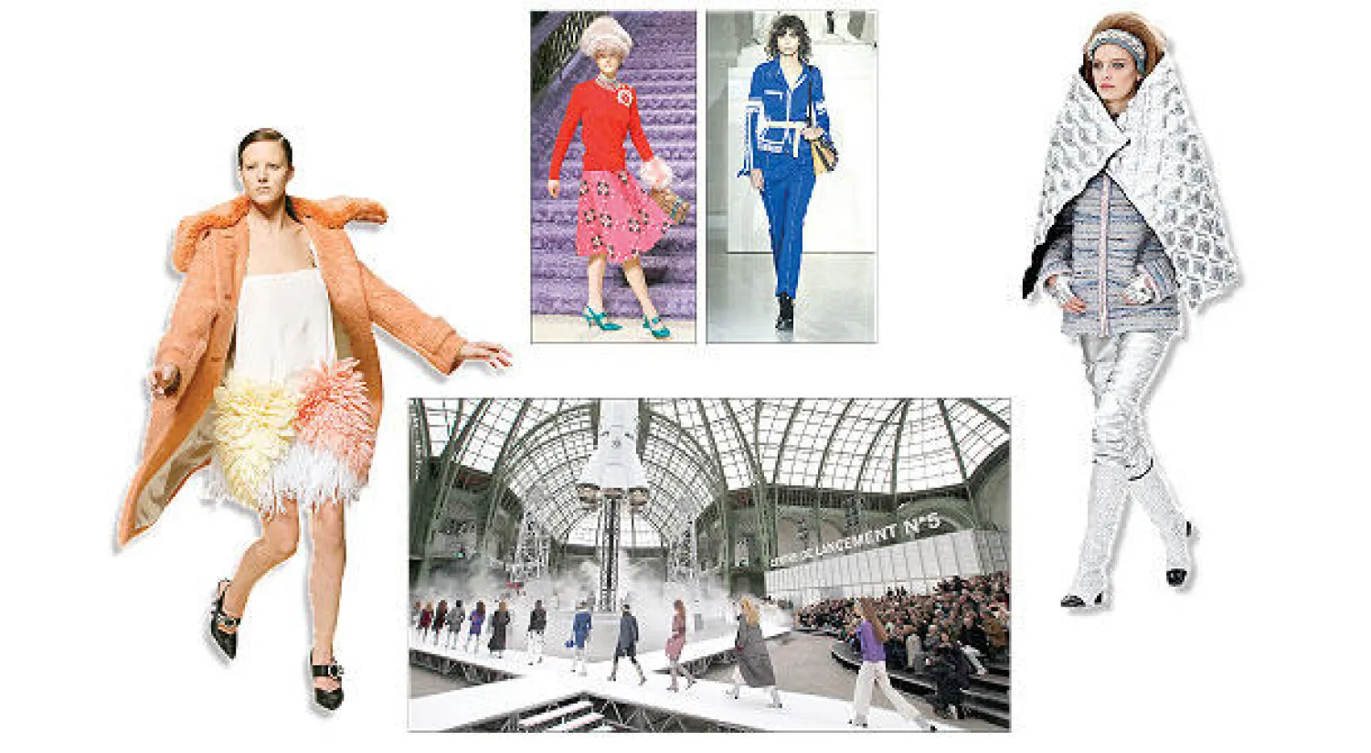 من عرض «شانيل» - من عرض «ميوميو» - إقلاع الصاروخ في نهاية عرض «شانيل» - من عرض «لويس فويتون» - من عرض «ميوميو»