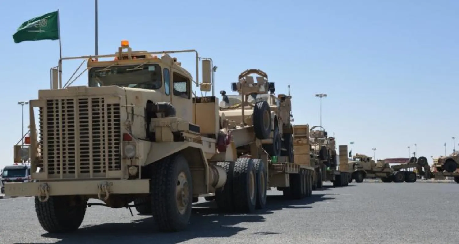 جانب من وصول القوات السعودية المشاركة في تمرين «حسم العقبان 2017» إلى الكويت (واس)